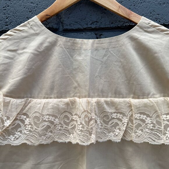 VTG 70s 80s Handmade Cottage Boho Lace Trim Blouse Tunic Top Plus Size 3XL Cream - Picture 7 of 9
